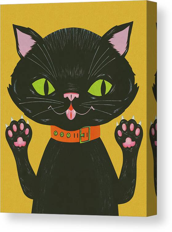 Animal Canvas Print featuring the drawing Black Cat by CSA Images