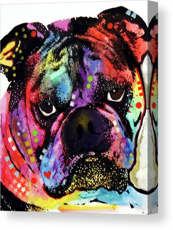 Bulldog Canvas Print featuring the mixed media Bulldog #2 by Dean Russo