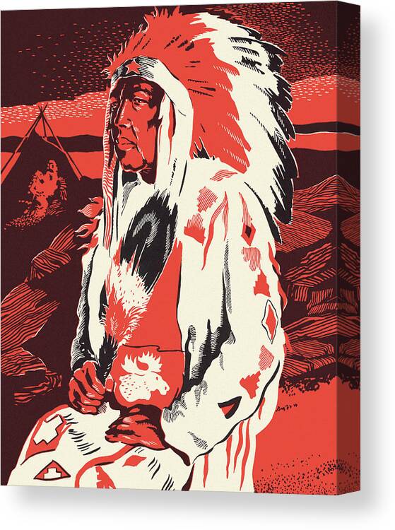 Adult Canvas Print featuring the drawing Native American Chief by CSA Images