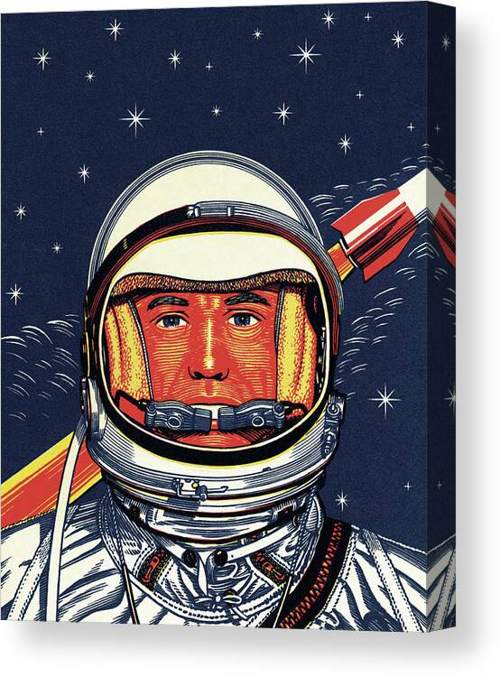 Adventure Canvas Print featuring the drawing Portrait of an Astronaut by CSA Images