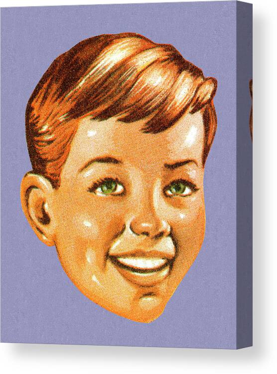 Boy Canvas Print featuring the drawing Smiling Boy #20 by CSA Images