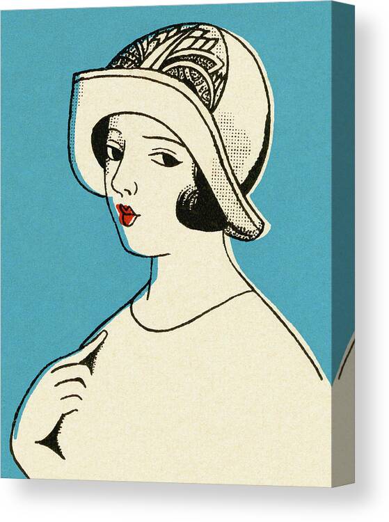 Accessories Canvas Print featuring the drawing Portrait of a Woman by CSA Images