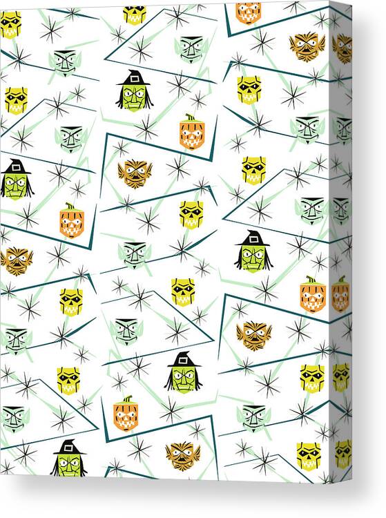 Background Canvas Print featuring the drawing Halloween pattern #3 by CSA Images