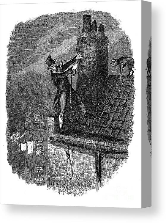 Pets Canvas Print featuring the drawing Scene From Oliver Twist By Charles #3 by Print Collector