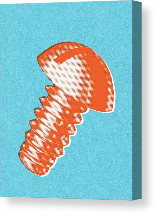 Blue Background Canvas Print featuring the drawing Screw by CSA Images
