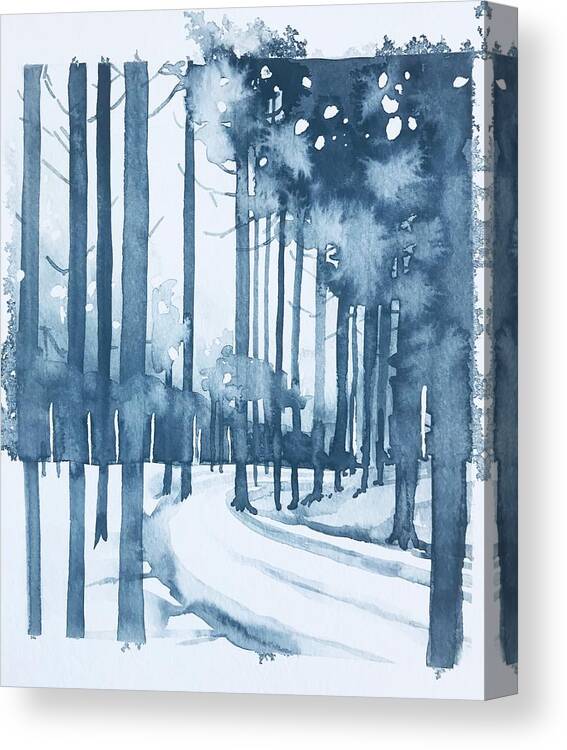 Winter Canvas Print featuring the painting Winter Trees by Luisa Millicent