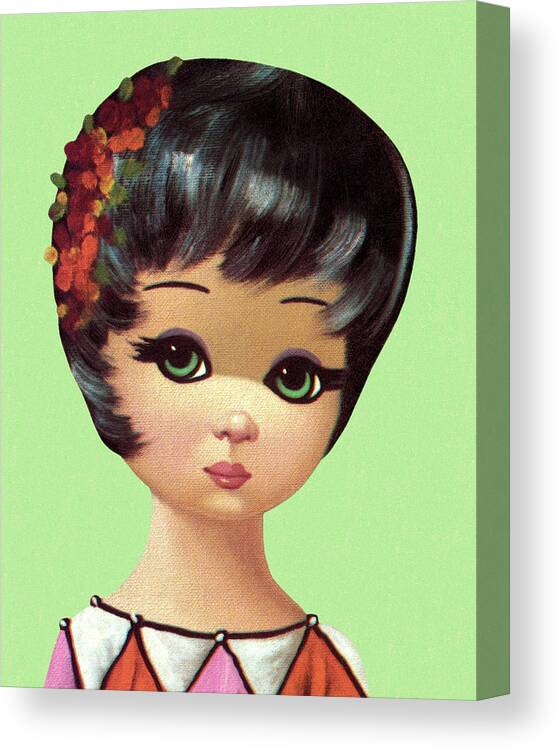 Big Eye Girl Canvas Print featuring the drawing Young Harlequin #3 by CSA Images