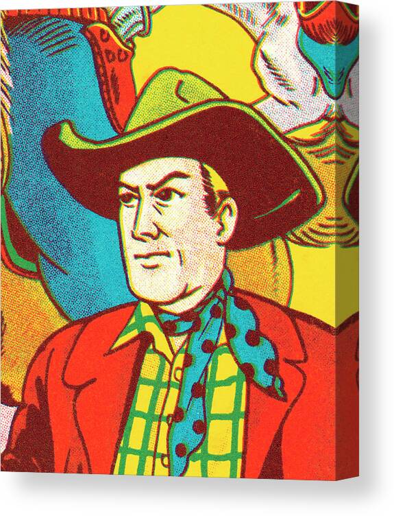 Accessories Canvas Print featuring the drawing Cowboy #30 by CSA Images