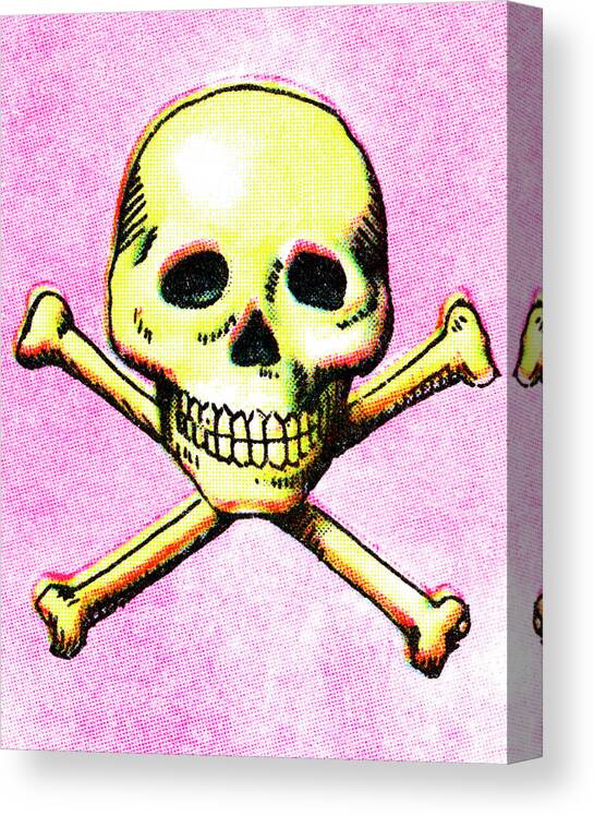 Afraid Canvas Print featuring the drawing Skull and Crossbones #36 by CSA Images