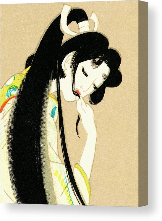 Adult Canvas Print featuring the drawing Asian woman #38 by CSA Images
