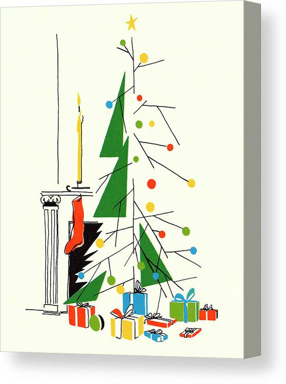 Abstract Canvas Print featuring the drawing Christmas Tree #4 by CSA Images