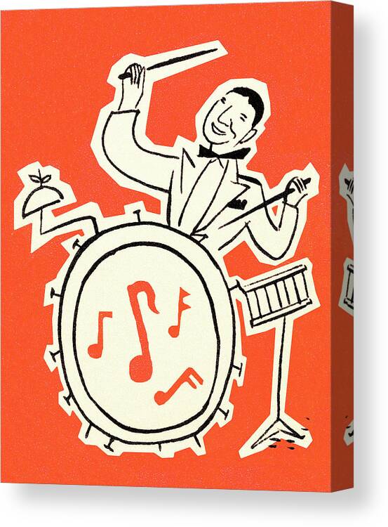 Adult Canvas Print featuring the drawing Drummer #4 by CSA Images
