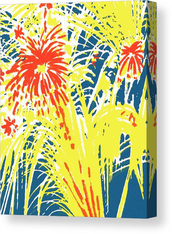 4th Of July Canvas Print featuring the drawing Fireworks #4 by CSA Images