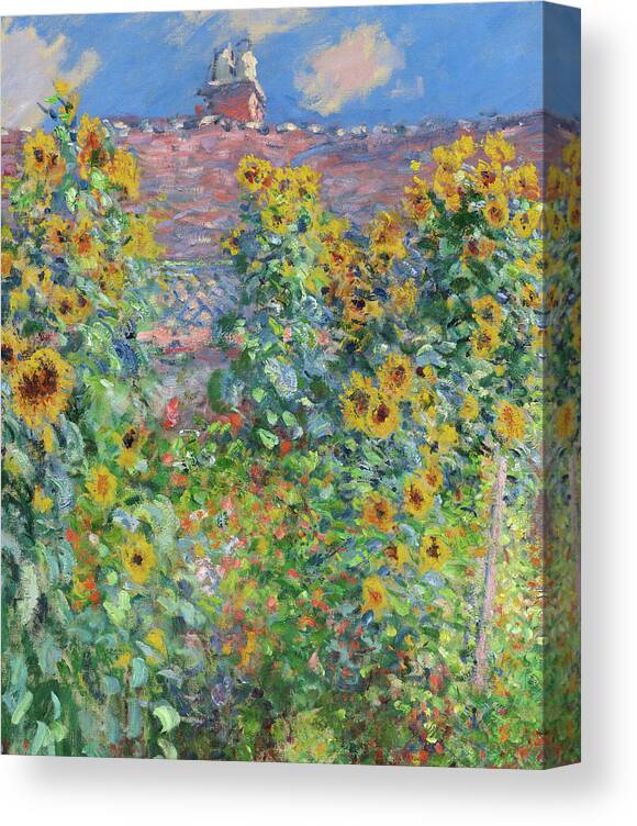 Claude Monet Canvas Print featuring the painting Sunflowers #4 by Claude Monet