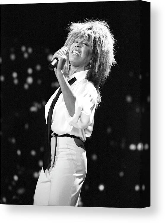 1980-1989 Canvas Print featuring the photograph Tina Turner Performs On A Tv Show #4 by Michael Ochs Archives