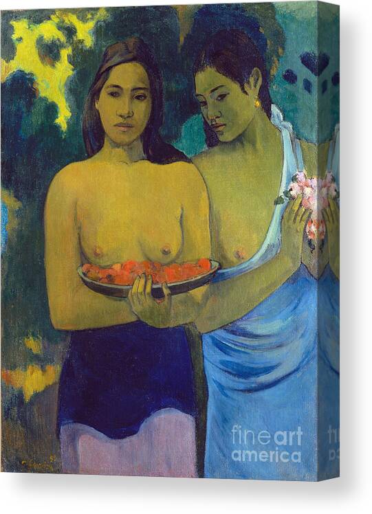 Gauguin Canvas Print featuring the painting Two Tahitian Women, 1899 by Paul Gauguin