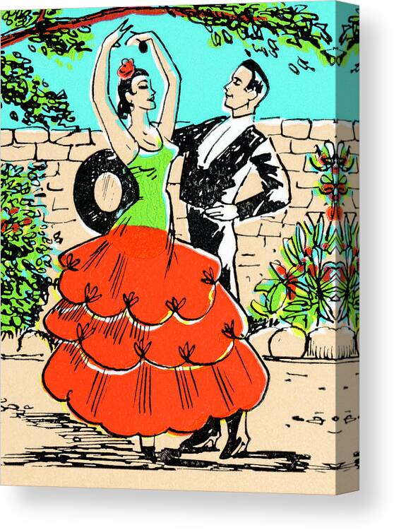 Activity Canvas Print featuring the drawing Couple Dancing #61 by CSA Images