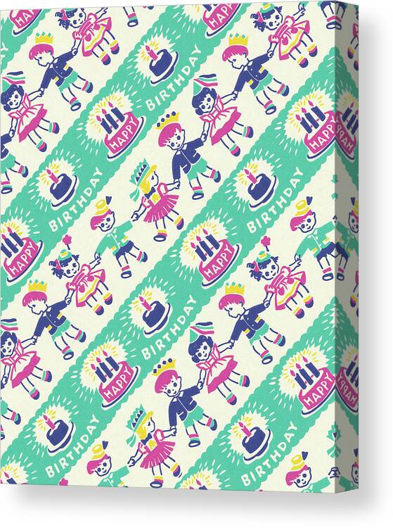 Background Canvas Print featuring the drawing Happy Birthday Pattern #7 by CSA Images