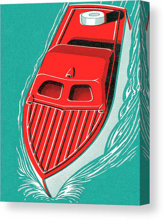 Activity Canvas Print featuring the drawing Speedboat #7 by CSA Images