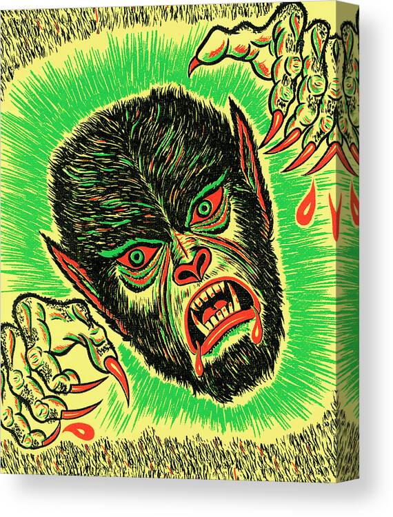 Afraid Canvas Print featuring the drawing Monster #87 by CSA Images