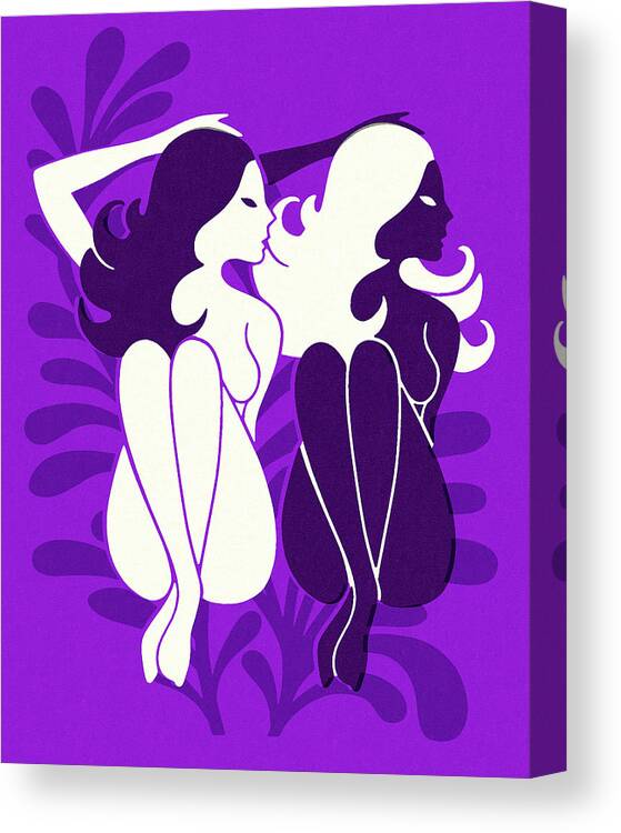 Adult Canvas Print featuring the drawing Two Women #9 by CSA Images