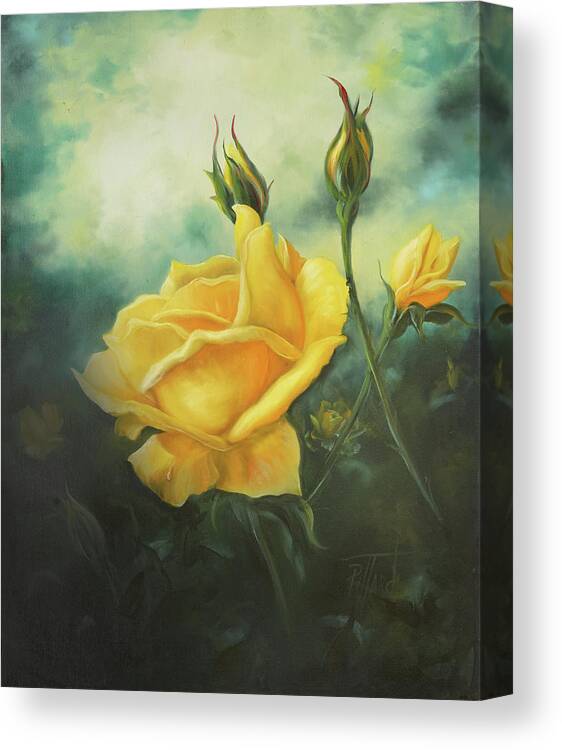 Rose Canvas Print featuring the painting Yellow Friendship Rose by Lynne Pittard