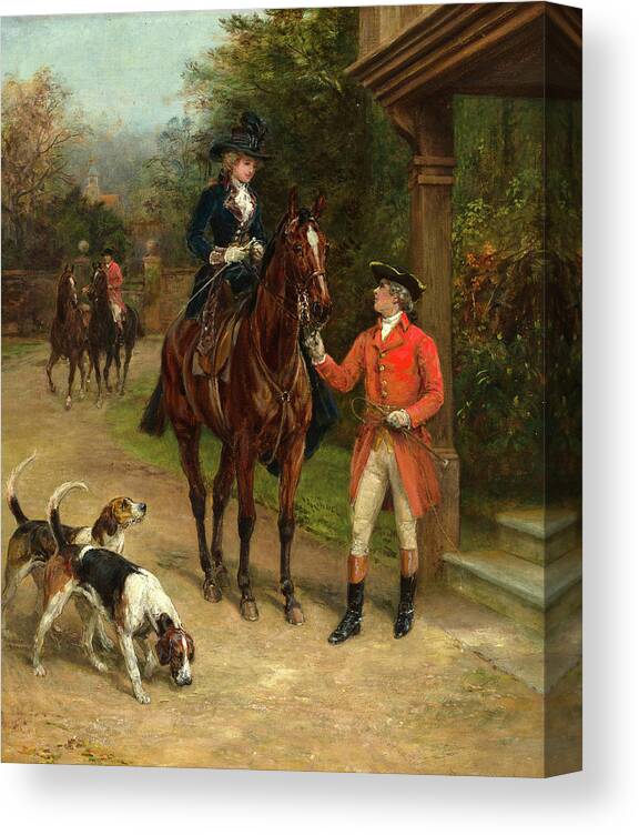 A Hunting Morn Canvas Print featuring the painting A hunting morn by Heywood Hardy