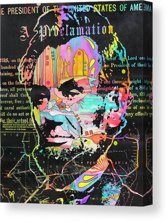 Abe's Proclamation Canvas Print featuring the mixed media Abe's Proclamation by Dean Russo- Exclusive