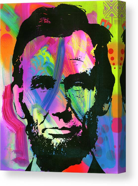 Abraham Lincoln I Canvas Print featuring the mixed media Abraham Lincoln Blue Years by Dean Russo- Exclusive