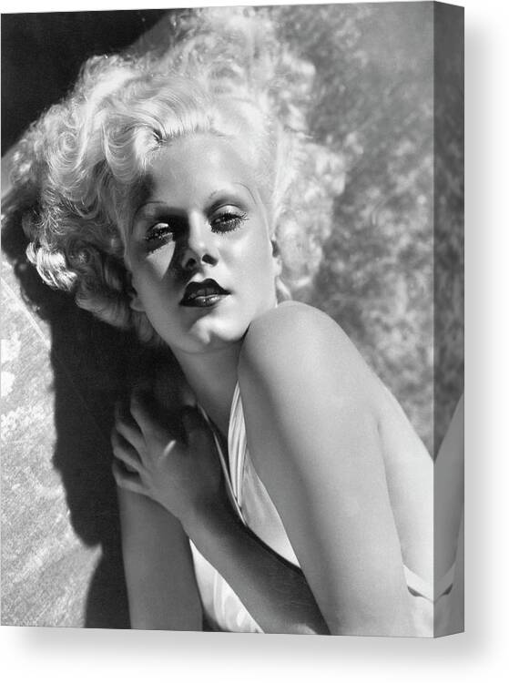 Jean Harlow Canvas Print featuring the photograph Actress Jean Harlow In Seductive Pose by Bettmann