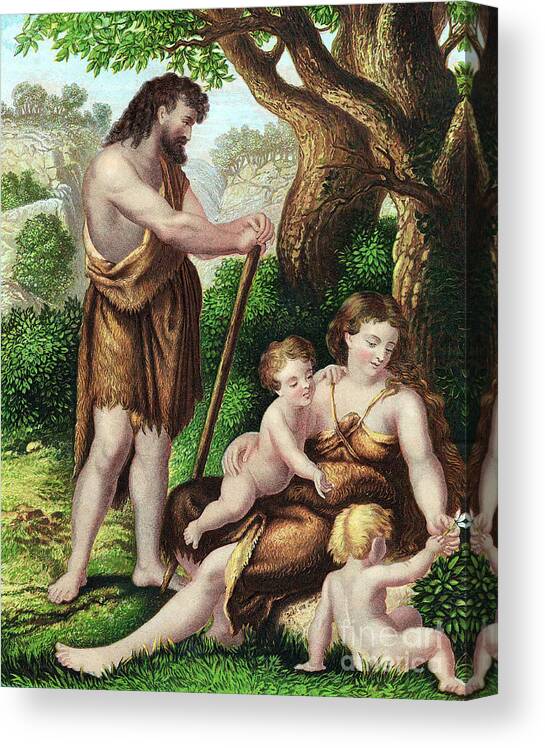 Punishment Canvas Print featuring the drawing Adam And Eve With Their Sons, Cain by Print Collector