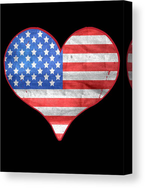 Funny Canvas Print featuring the digital art American Flag Heart by Flippin Sweet Gear