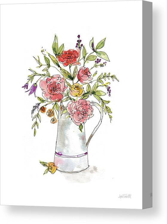 Bouquets Canvas Print featuring the painting Americana Mood Iv Summer by Anne Tavoletti