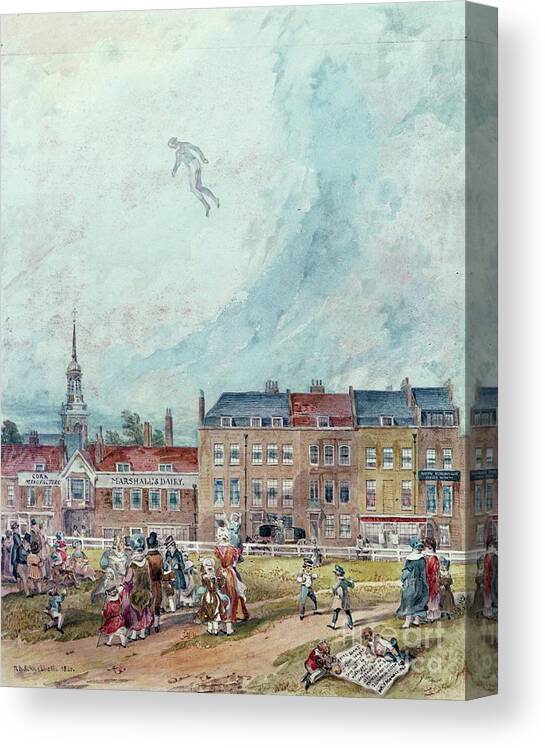 Figure Canvas Print featuring the painting An Aerial Guy Fawkes, 1840 by English School