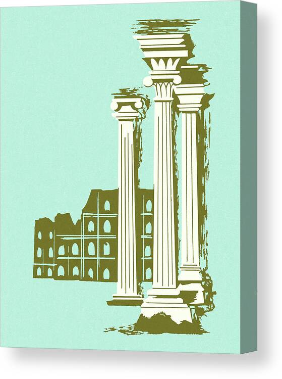 Ancient Canvas Print featuring the drawing Ancient Ruins and Columns by CSA Images