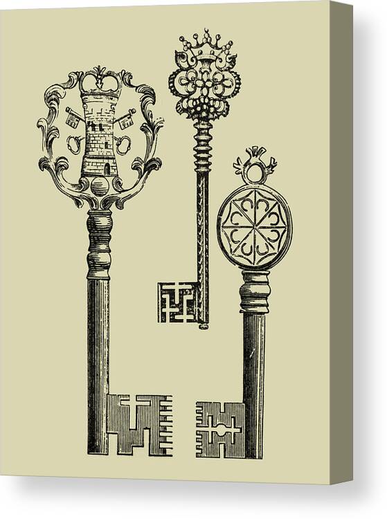 Architecture Canvas Print featuring the painting Antique Keys I by Vision Studio