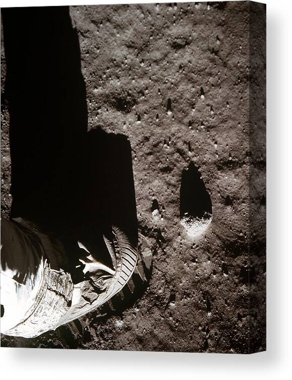 1969 Canvas Print featuring the photograph Apollo 11, Buzz Aldrin Bootprint, 1969 by Science Source