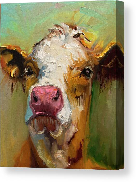 Cow Canvas Print featuring the painting Attitude by Diane Whitehead