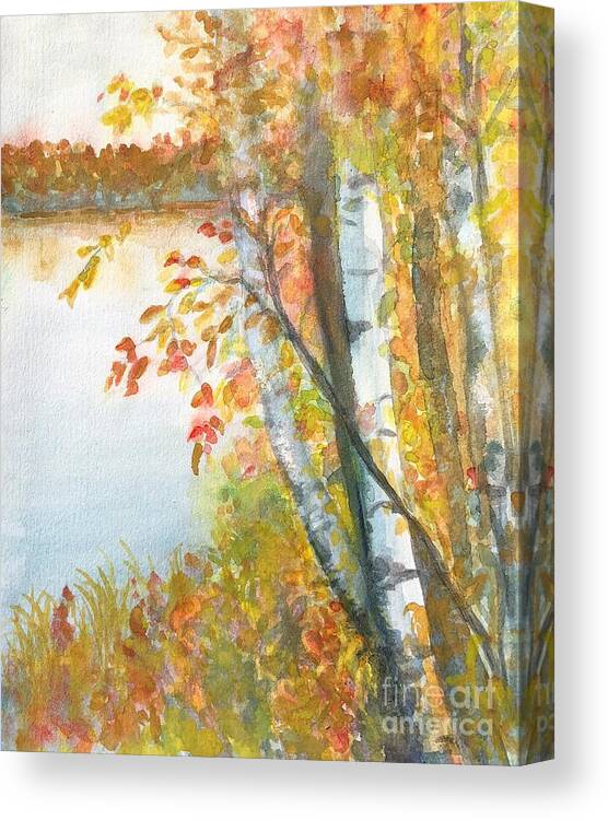 Autumn Canvas Print featuring the photograph Autumn Birch by Deb Stroh-Larson