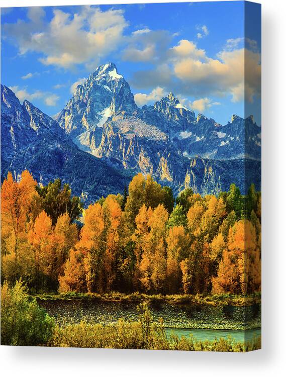 Scenics Canvas Print featuring the photograph Autumn In Grand Teton Natoinal Park by Ron thomas