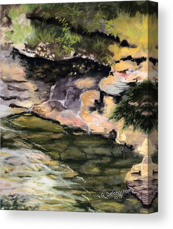 Pastel Painting Canvas Print featuring the pastel Babbling Creek by Gerry Delongchamp
