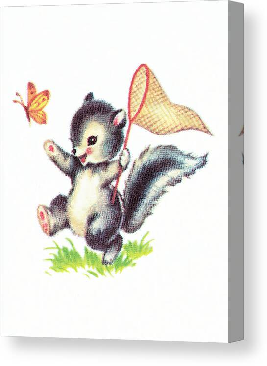 Animal Canvas Print featuring the drawing Baby squirrel by CSA Images