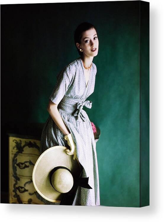 Accessories Canvas Print featuring the photograph Barbara Mullen In A Townley Dress by Horst P. Horst