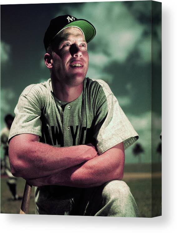 People Canvas Print featuring the photograph Baseball Player Mickey Mantle by Bettmann