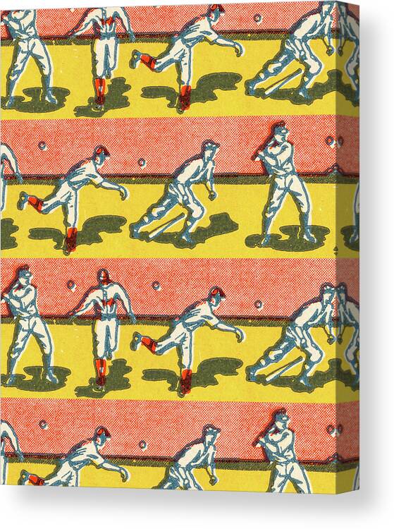 American Pastime Canvas Print featuring the drawing Baseball Players by CSA Images