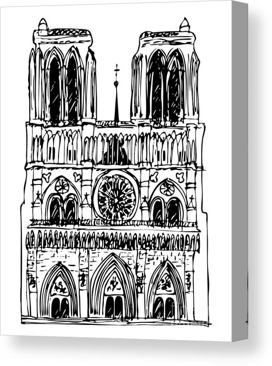 Notre Canvas Print featuring the drawing Basilica Notre Dame by Michal Boubin