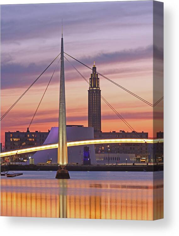 Alex Bartel Canvas Print featuring the photograph Bassin Du Commerce Bridge, Le Havre by Alex Bartel