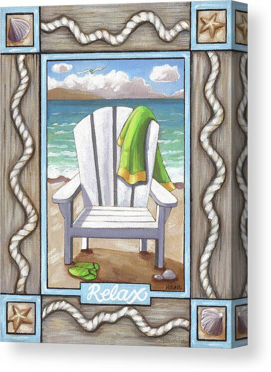 Beach Chair Relax Canvas Print featuring the painting Beach Chair Relax by Cathy Horvath-buchanan