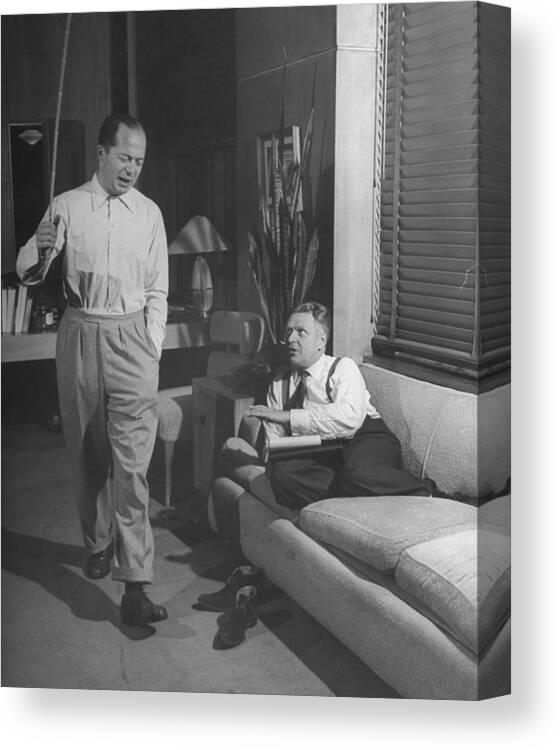 Working Canvas Print featuring the photograph Billy Wilder & Charles Brackett by Peter Stackpole