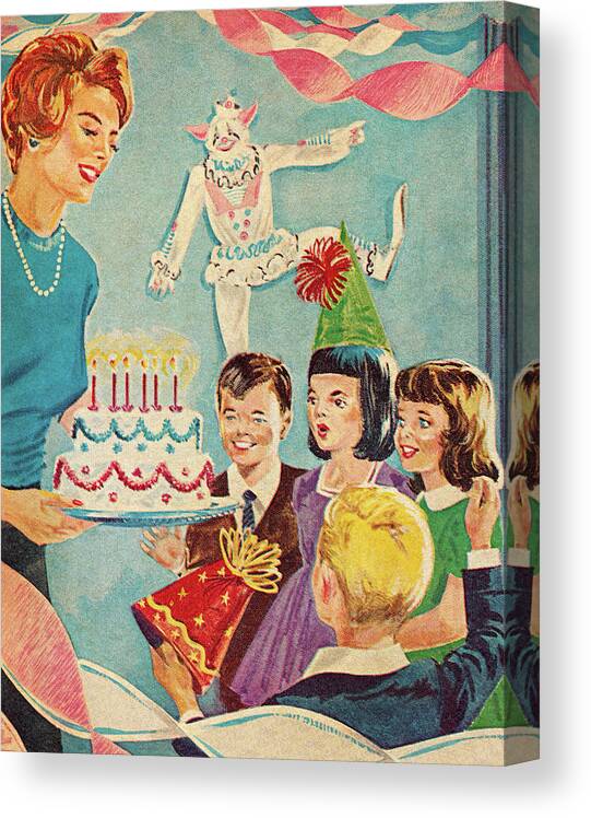 Adult Canvas Print featuring the drawing Birthday Party by CSA Images